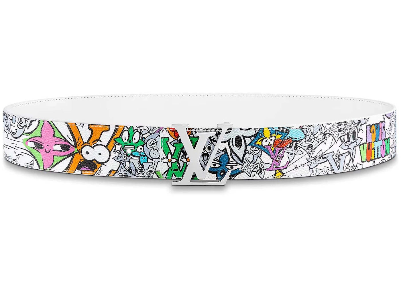 Louis Vuitton LV Initials 40MM Reversible Belt Multicolored in Canvas /  Leather with Silver-tone - US