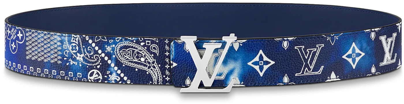 Louis Vuitton LV Initials MNG Bandana 40MM Reversible Belt Blue in Calfskin  Leather with Silver-tone - IT