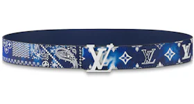 Louis Vuitton LV Initials MNG Bandana 40MM Reversible Belt Blue
