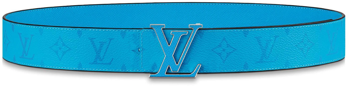 Louis Vuitton LV Initials Reversible Belt Monogram 40MM Lagoon Blue in  Canvas/Taiga Calf Leather with Silver/Blue-tone - GB