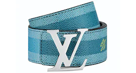 Louis Vuitton LV Intiales Damier Stripes 40MM Reversible Belt Blue
