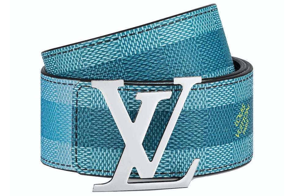 Louis Vuitton LV Intiales Damier Stripes 40mm Reversible Belt Blue