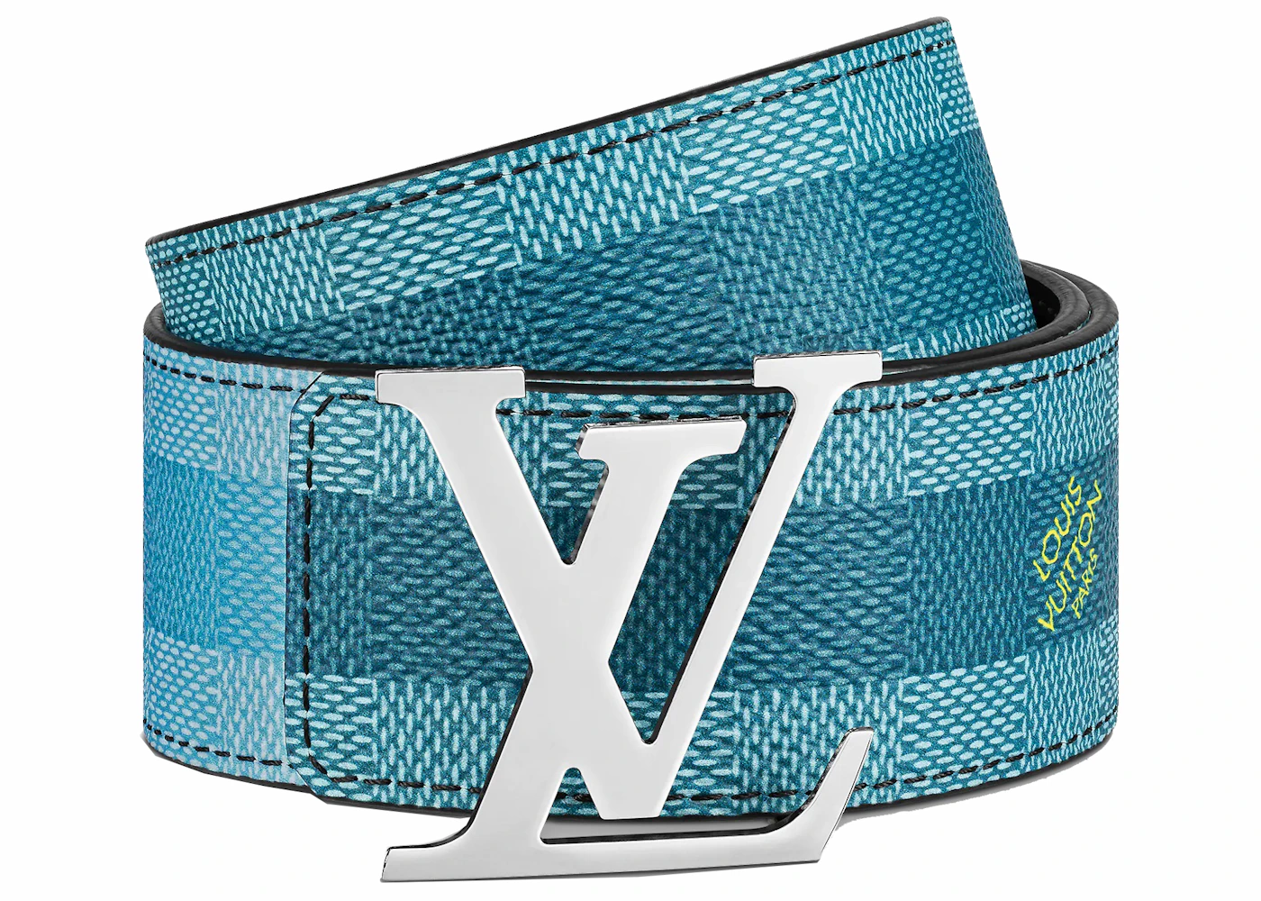 Louis Vuitton LV Intiales Damier Stripes 40mm Reversible Belt Blue