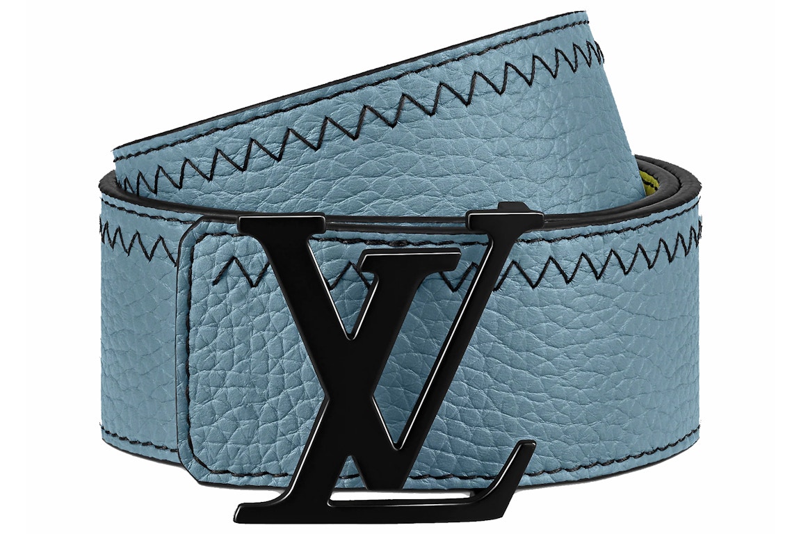Pre-owned Louis Vuitton Lv Intials Colours Blocks 40mm Reversible Belt Blue/grey