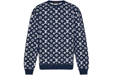 Louis Vuitton LV Monogram Jacquard Crewneck Blue/White Men's US