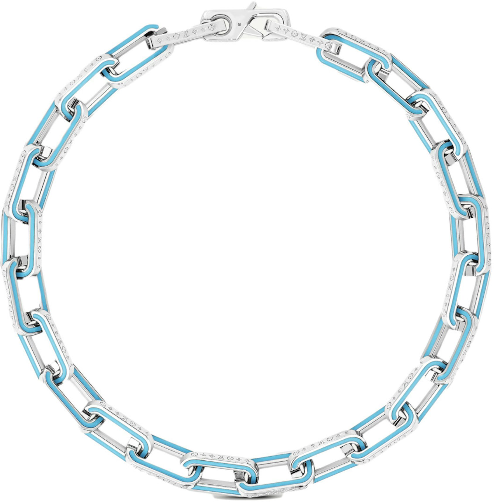 Louis Vuitton Chain Links Patches Necklace Engraved Monogram Multicolor