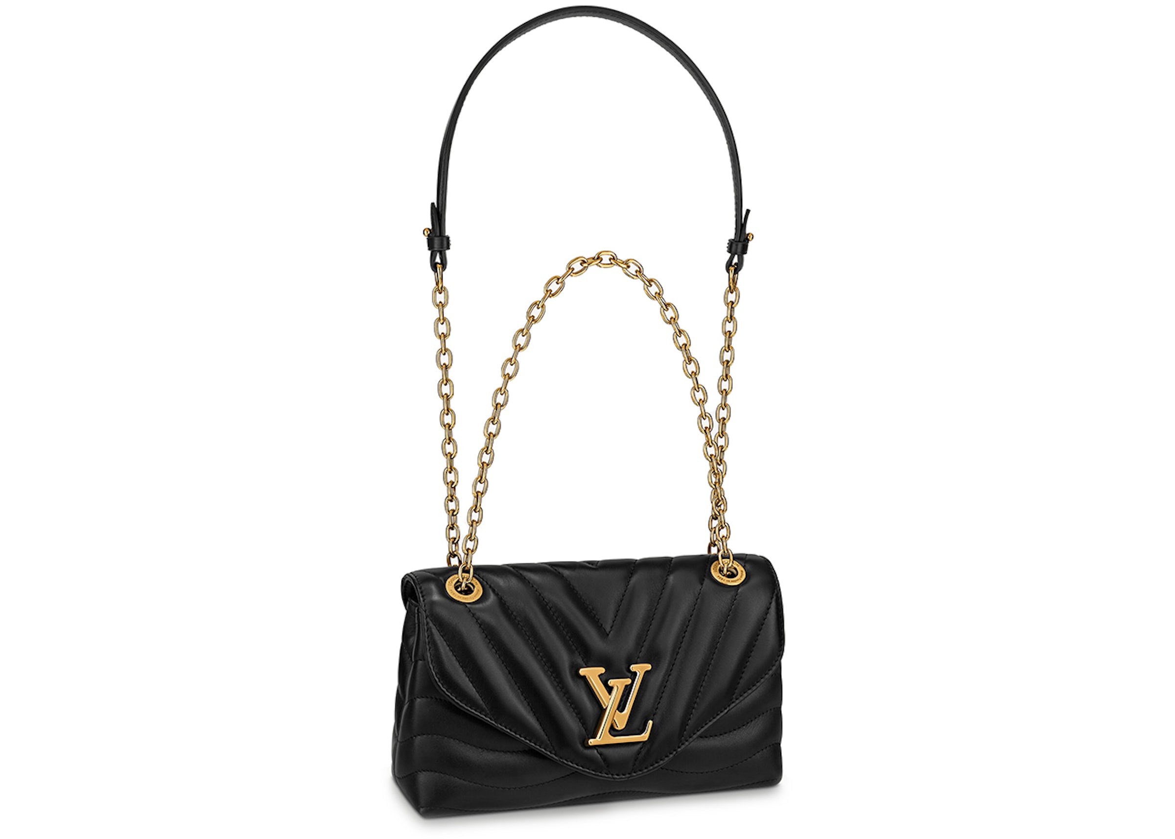 louis vuitton black with gold chain