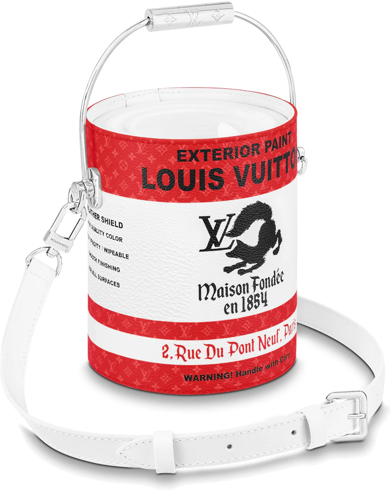 Louis Vuitton Pattern Print, Red, White Monogram Paint Can Bag