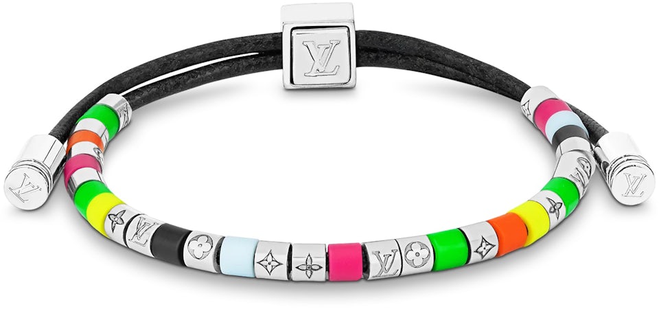 Louis Vuitton LV Padlock Bracelet Black Leather. Size 19