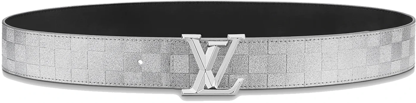Louis Vuitton Glitter Silver Damier LV Pyramide 40mm Belt 37LV128S