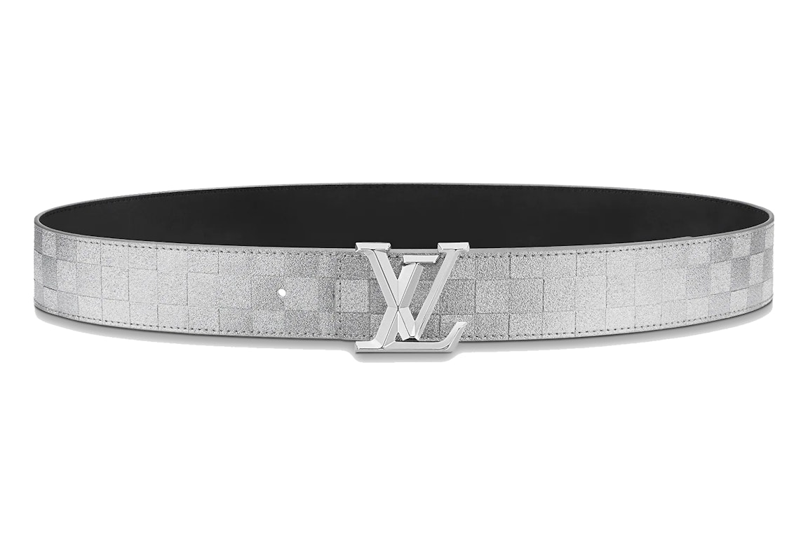 Pre-owned Louis Vuitton Lv Pyramide Glitter 40mm Reversible Belt Silver/black