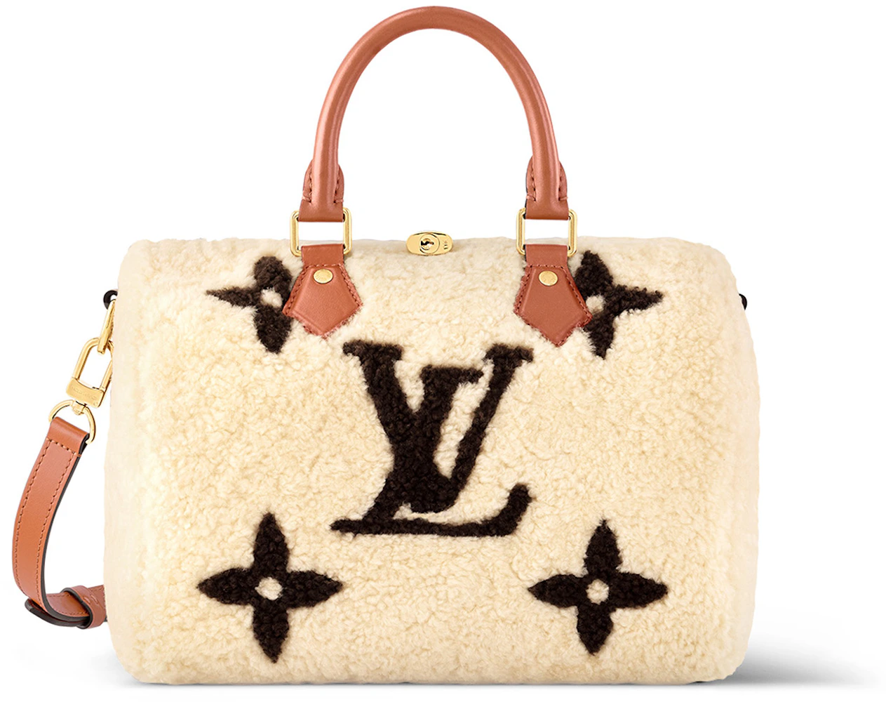 Louis Vuitton Speedy Bandouliere Monogram Teddy Fleece 25 Brown