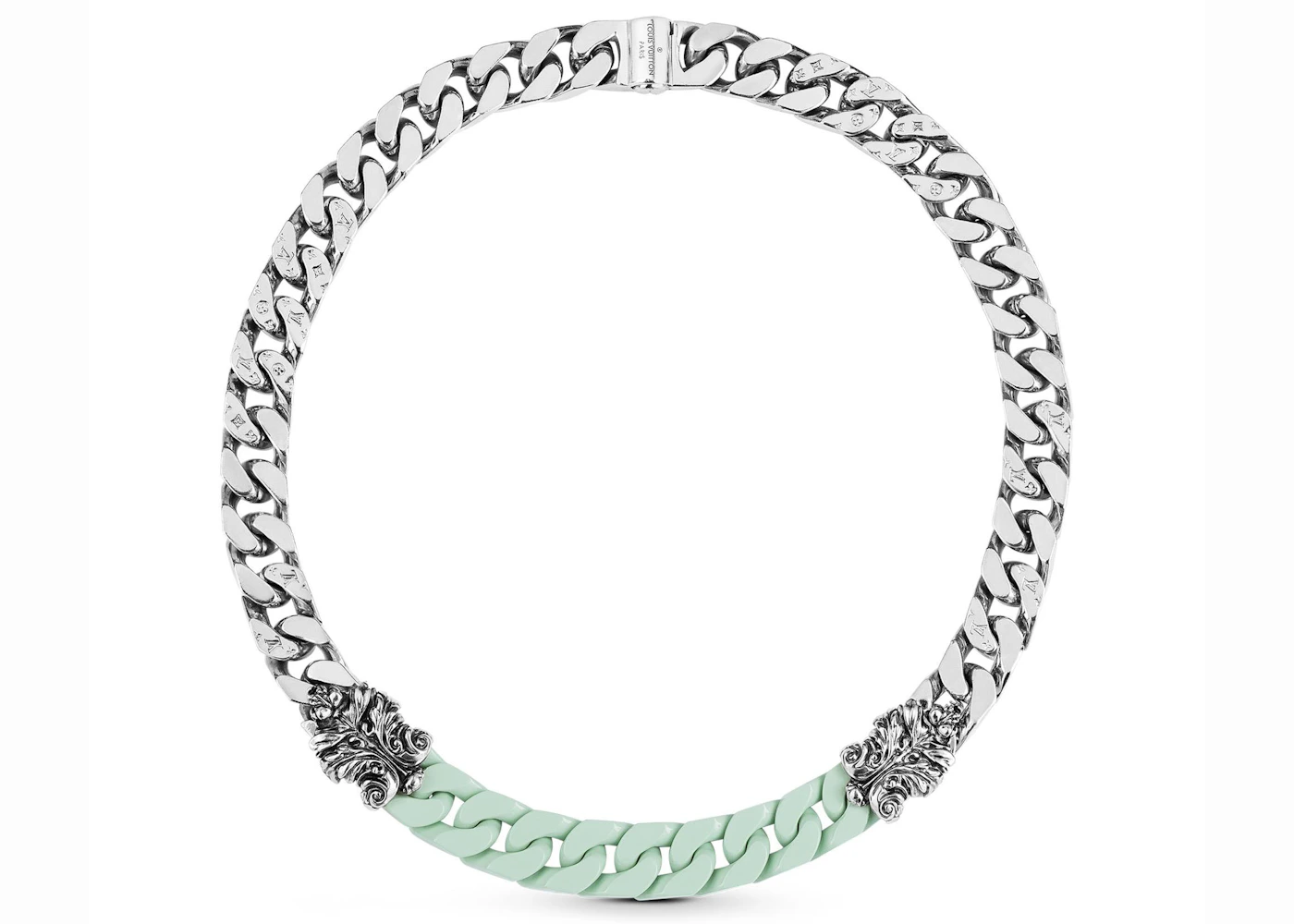 Repurposed Silver & Green Louis Vuitton Signature Flower Necklace –  DesignerJewelryCo