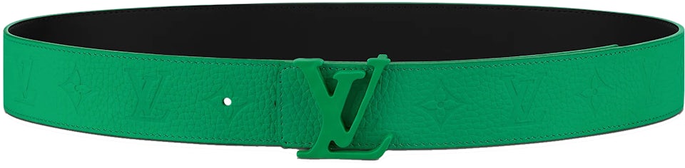 Louis Vuitton LV Line 40mm Reversible Belt Green + Cowhide. Size 90 cm