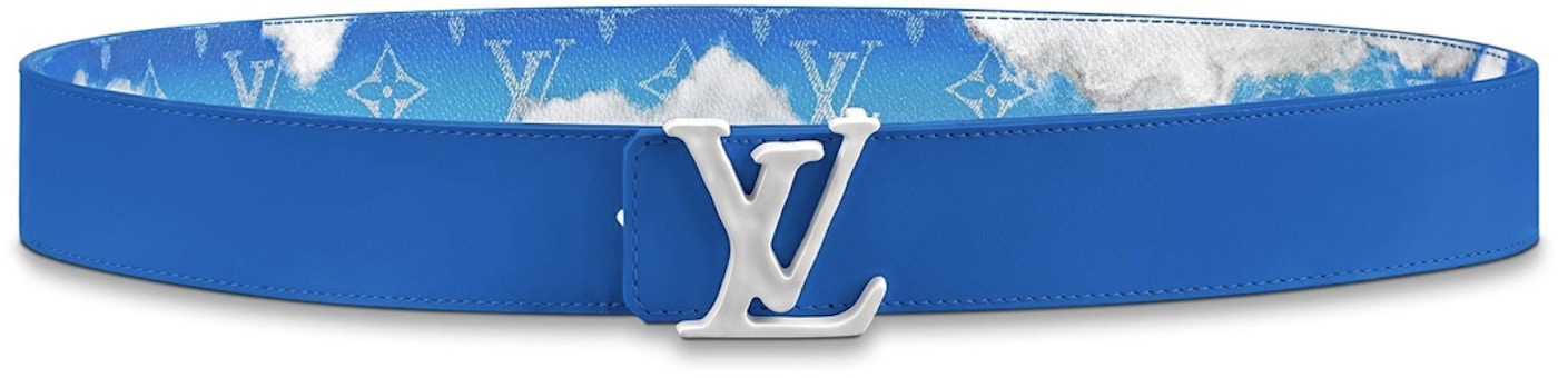 Louis Vuitton LV Shape Reversible Belt Clouds Monogram 40MM Blue in ...