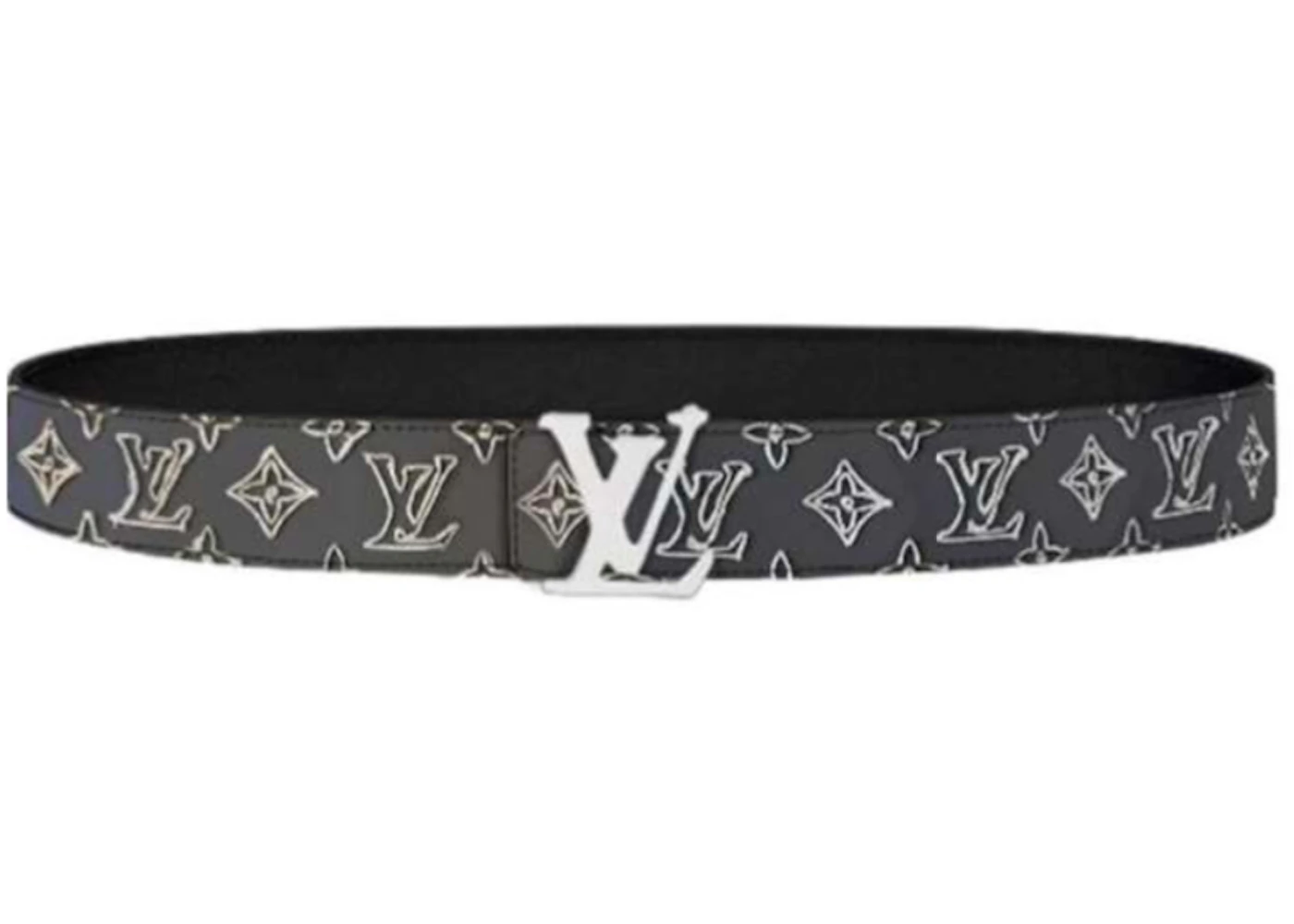 Louis Vuitton LV Shape Belt Embroidered 40MM Grey in Leather with  Silver-tone - GB