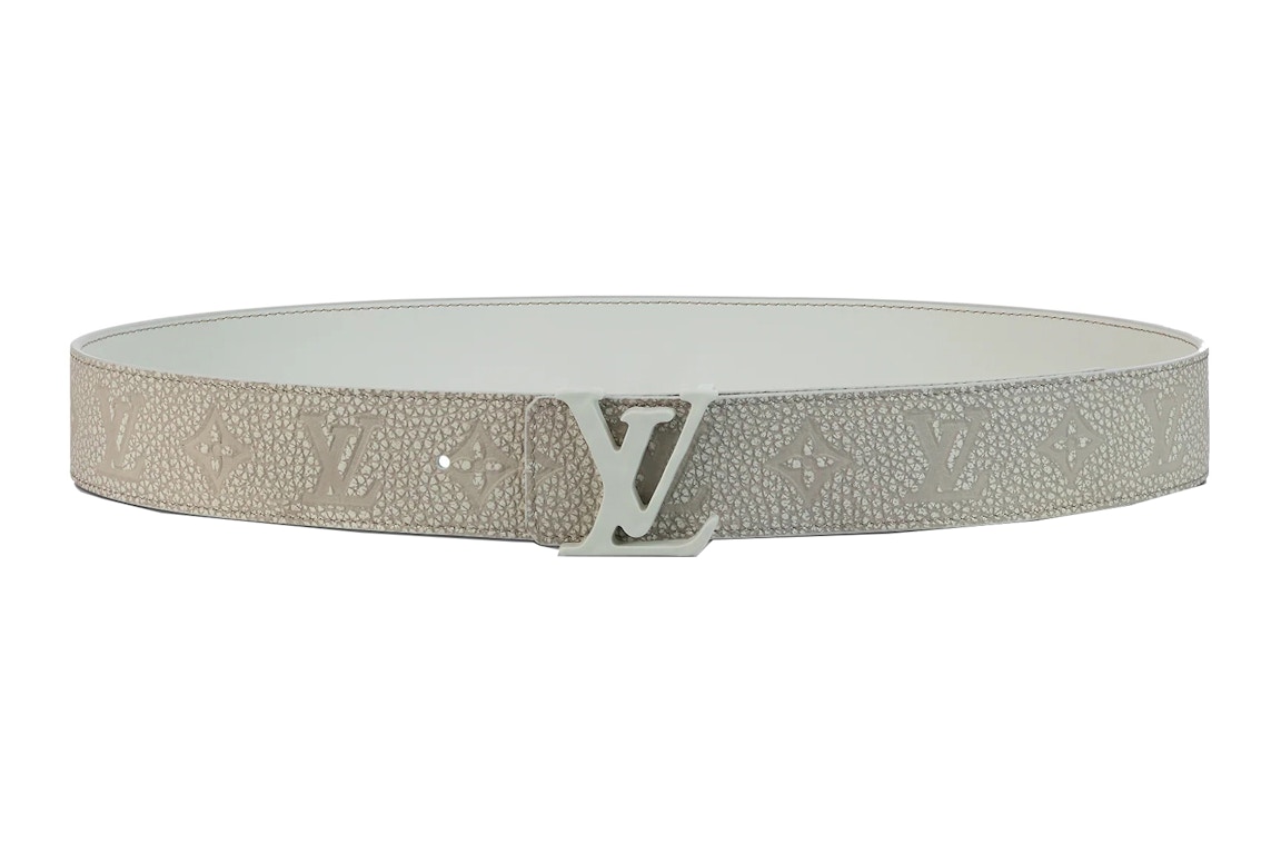 Pre-owned Louis Vuitton Lv Shape Mng Climbing 40mm Reversible Belt White