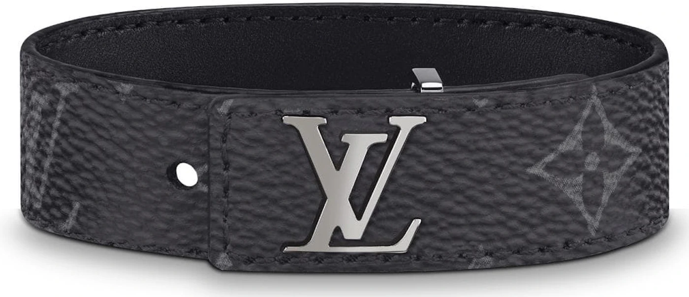 Louis Vuitton LV Slim Bracelet Monogram Eclipse Black in Coated Canvas with  Ruthenium - GB