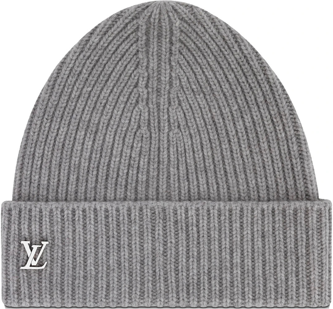 Louis Vuitton Beanie One Size Hat Grey Wool Gray LV Monogram Logo
