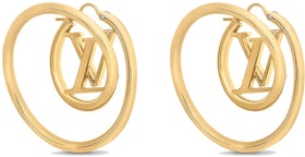 LOUIS VUITTON Louise Hoop Embossed LV Circle Earrings Gold