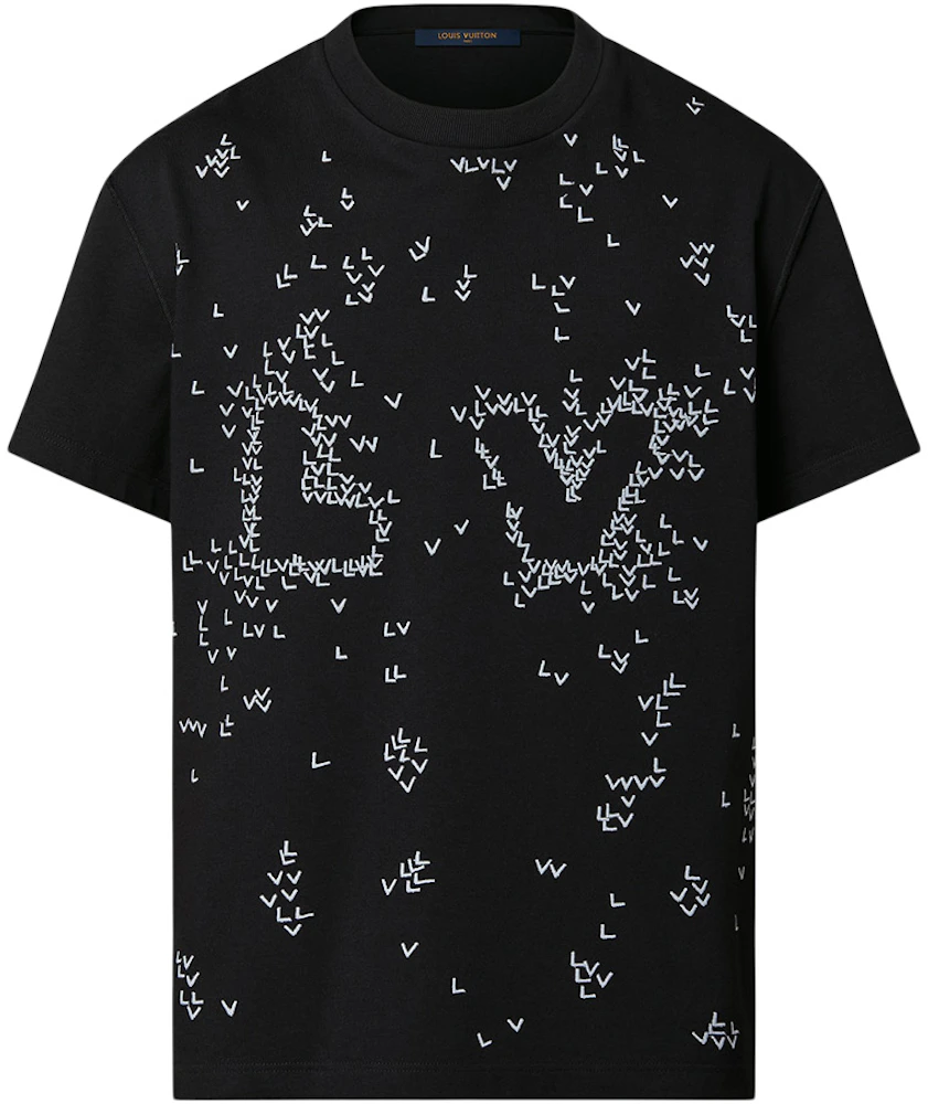 LOUIS VUITTON LV SPREAD EMBROIDERY T-SHIRT in BLACK. SIZE S. ITEM# 1AA53X