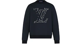 Louis Vuitton LV Stitch Print Embroidered Sweatshirt Navy