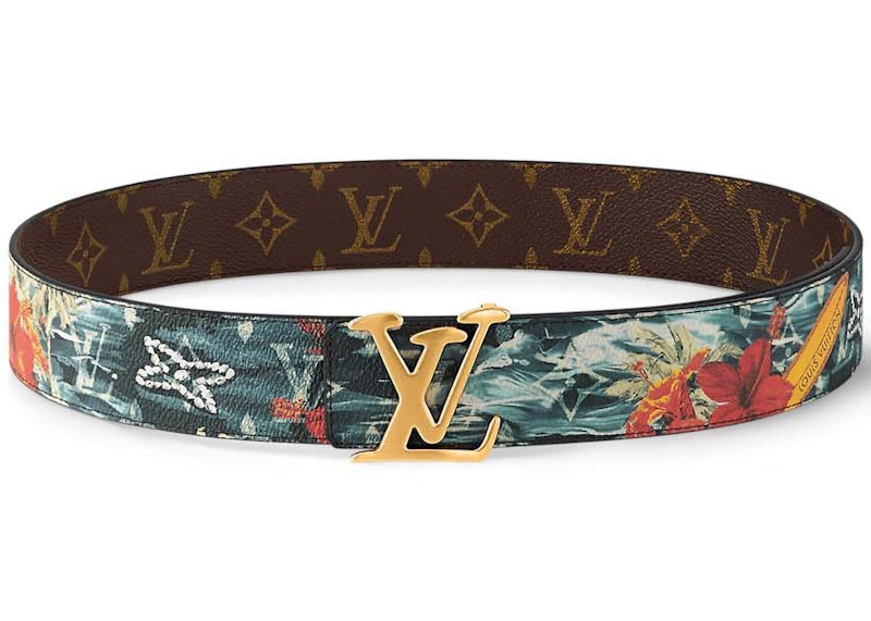 Louis Vuitton LV Tag 40mm Reversible Belt Blue in Canvas with Gold tone US