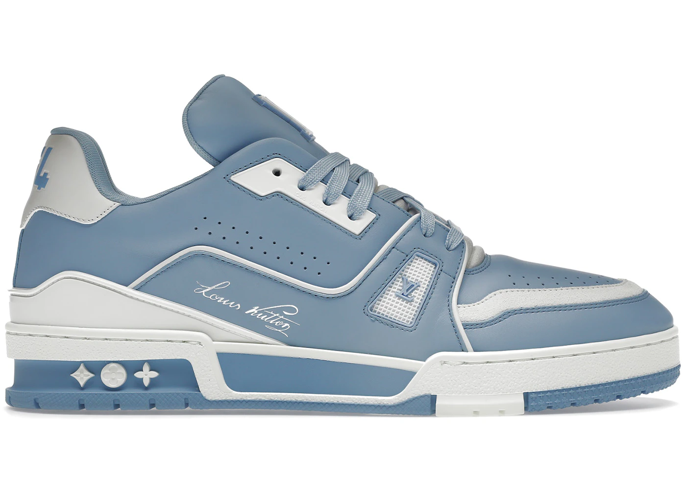 blue and white lv trainers