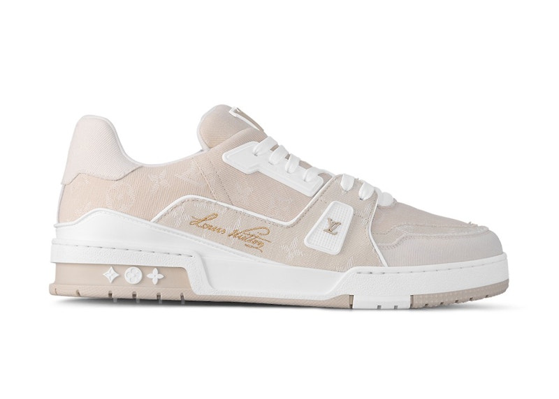 Louis Vuitton LV Trainer Beige White Monogram Denim Men's - 1AC68B
