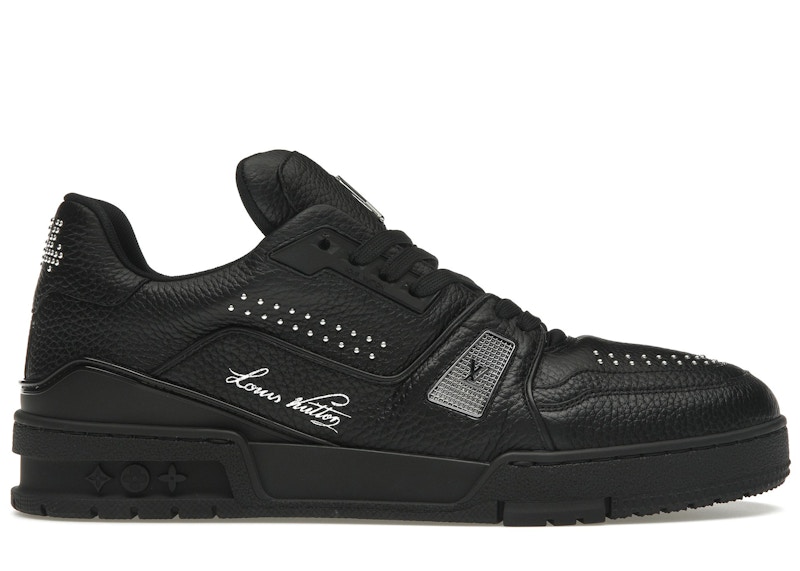 Pre-owned Louis Vuitton Men's Lv Trainer Calf Leather Sneakers In Black