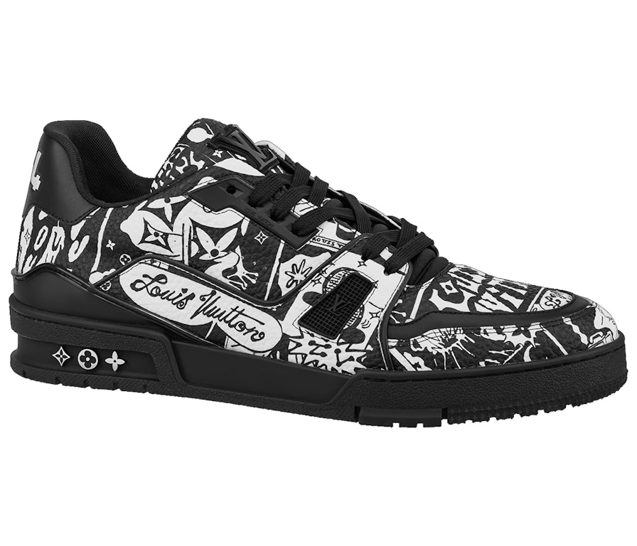 Pre-owned Louis Vuitton Lv Trainer Comic Motifs Black White (ss23) In Black/white
