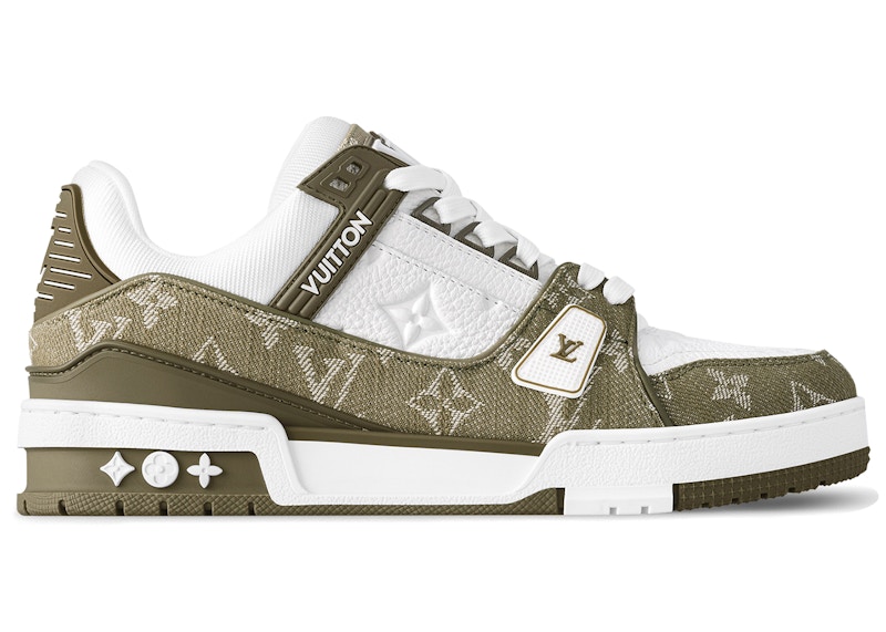 Louis Vuitton LV Trainer Khaki Green Monogram Denim Men's - 1AIKMZ Louis Vuitton LV Trainer Khaki Green Monogram Denim Men's - 1AIKMZ
