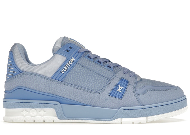 Pre-owned Louis Vuitton Men's Lv Trainer Sneakers In Light Blue/white
