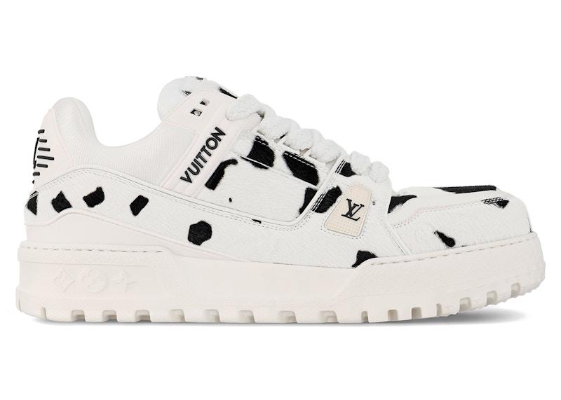 Pre-owned Louis Vuitton Men's Lv Trainer Maxi Animal Print Sneakers In White/black