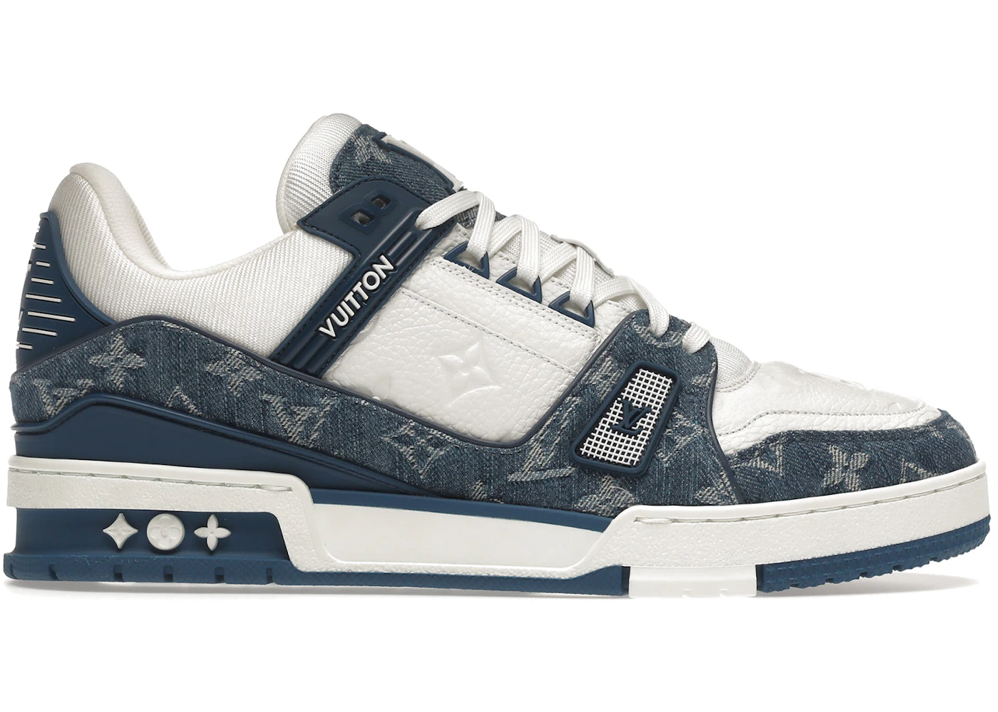 Louis Vuitton LV Trainer Monogram en denim, blanco y azul Hombre