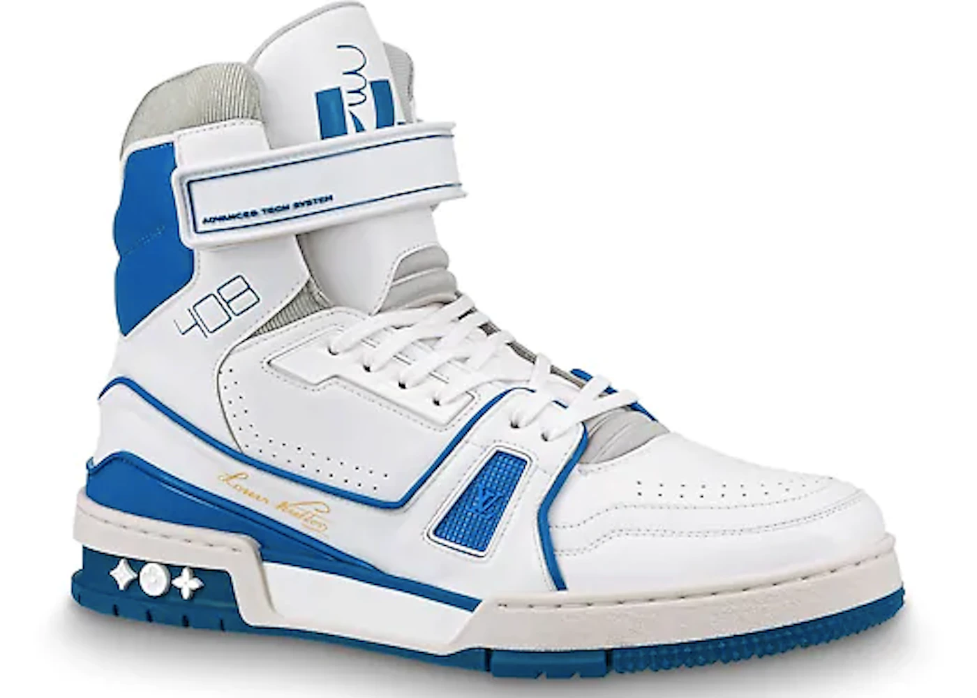 Louis Vuitton LV Trainer Sneaker Boot High White Blue