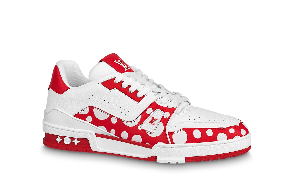Pre-owned Louis Vuitton Lv Trainer Yayoi Kusama Red White In Red/white