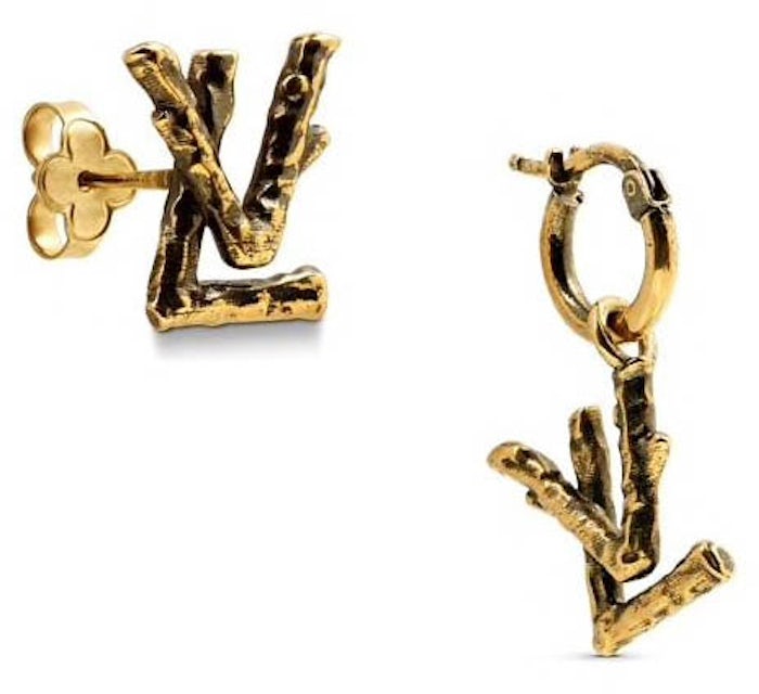 LOUIS VUITTON Metal LV Flowergram Earrings Gold 1188742