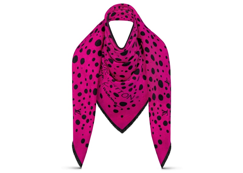 Louis Vuitton LV x YK Infinity Dots Shawl Black/Fuchsia in Silk