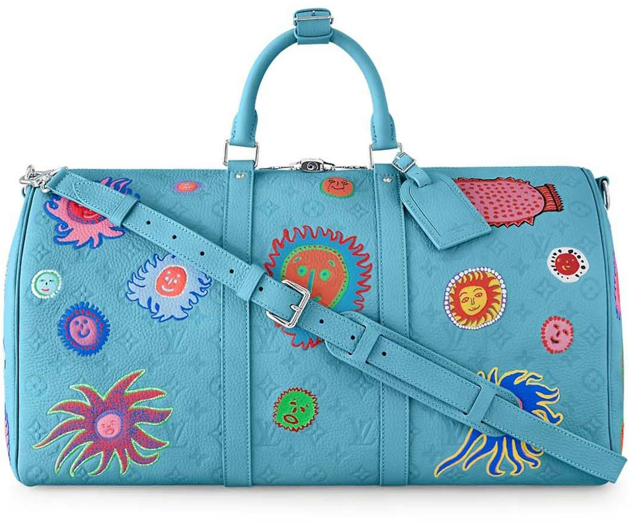 LOUIS VUITTON LV X YK Taurillon Monogram Psychedelic Flower Keepall  Bandouliere 50 White Multicolor 1276981