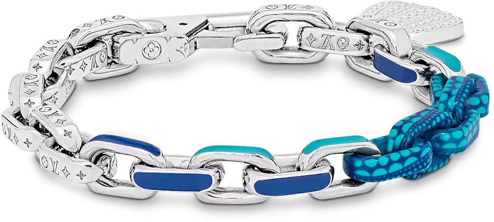 Louis Vuitton Cuban Chain Bracelet Blue in Metal/Enamel with