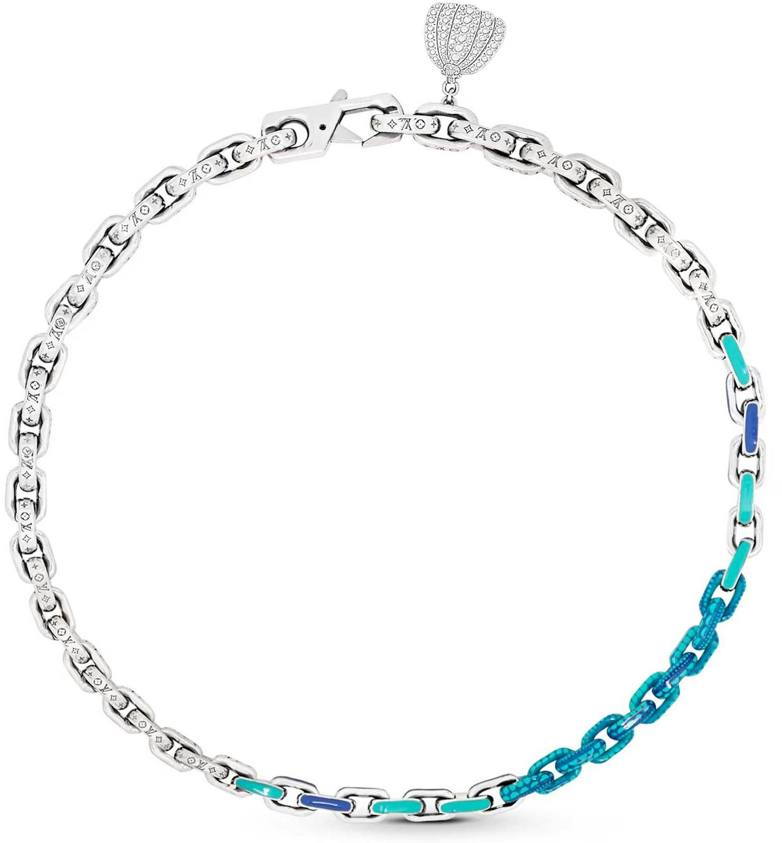 Louis Vuitton LV x YK Pradise Chain Necklace Blue in Metal with Silver-tone  - GB
