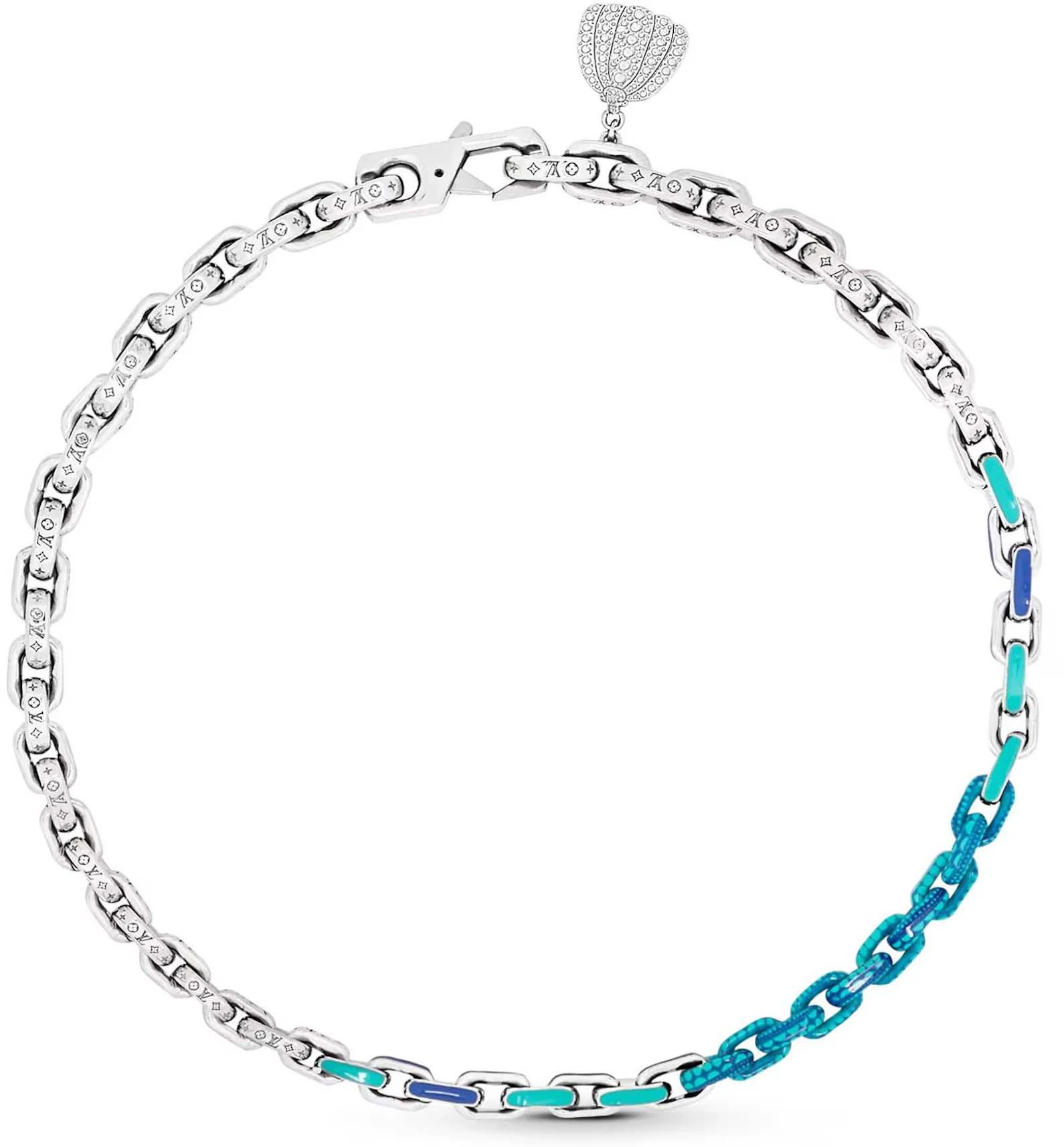 Louis Vuitton LV x YK Pradise Chain Necklace Blue in Metal with Silver ...