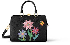 Louis Vuitton LV x YK Speedy Bandouliere 25 Black Flower Marquetry