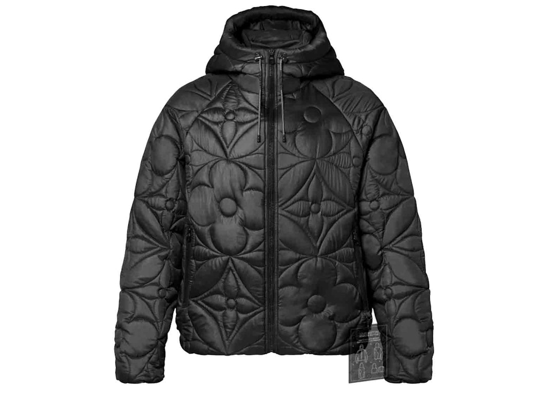 Pre-owned Louis Vuitton Lvse Flower Quilted Hoodie Jacket Black
