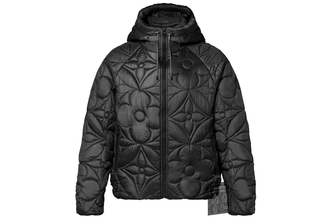 Pre-owned Louis Vuitton Lvse Flower Quilted Hoodie Jacket Black