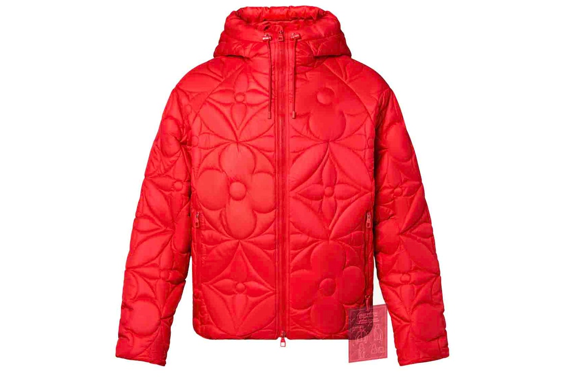 Pre-owned Louis Vuitton Lvse Flower Quilted Hoodie Jacket Rio Red