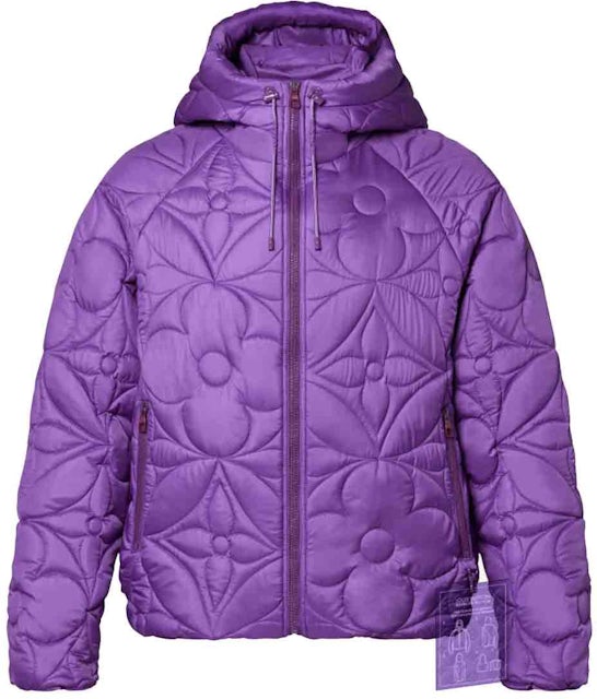 LOUIS VUITTON LVSE flower quilted hoody jacket outer 50 size men's  purple [200]