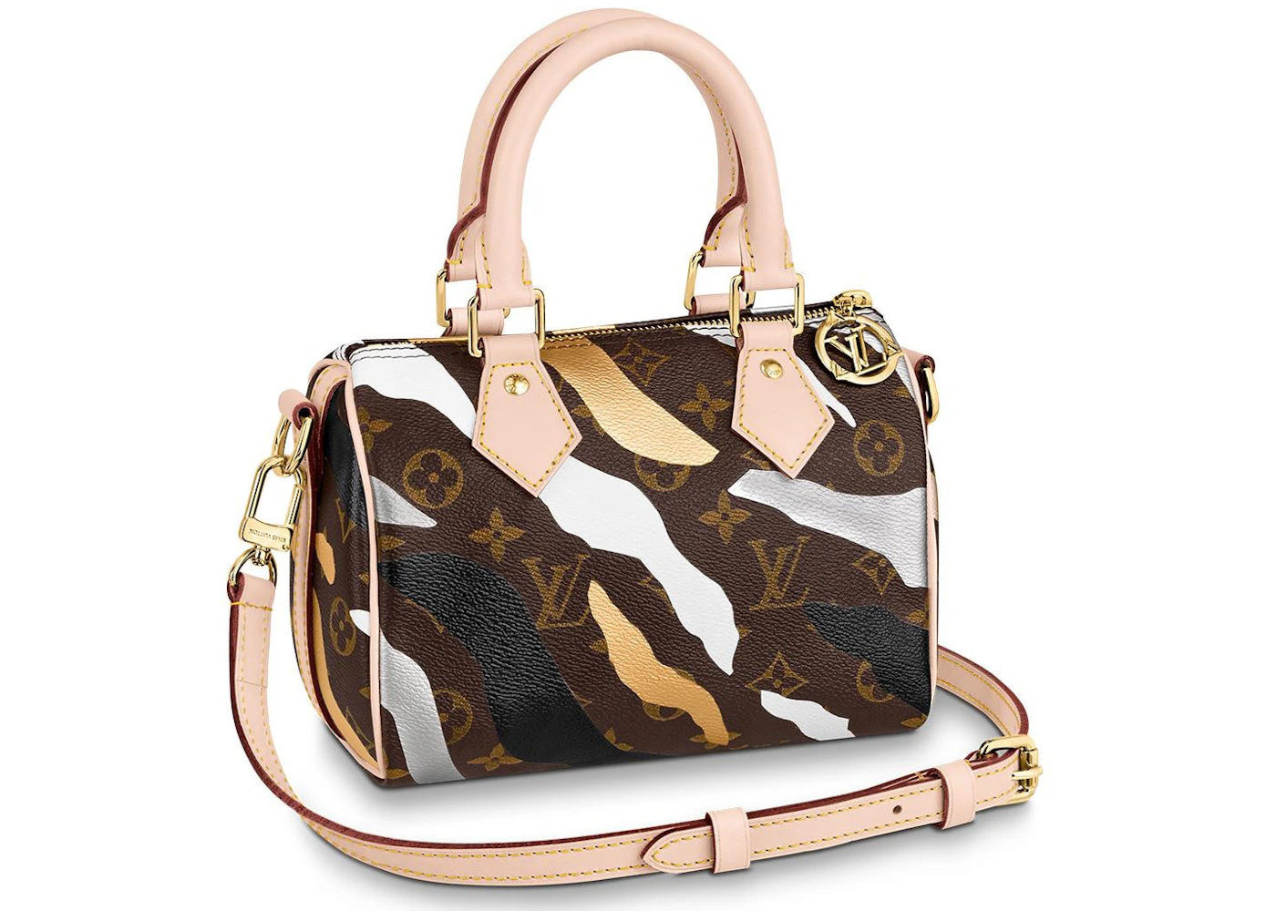 Louis Vuitton Lvxlol Speedy Bandouliere Monogram Gold Silver In Coated Canvas Cowhide Leather With Gold Tone Louis Vuitton Lvxlol Speedy Bandouliere Monogram Gold Silver In Coated Canvas Cowhide Leather With Gold Tone