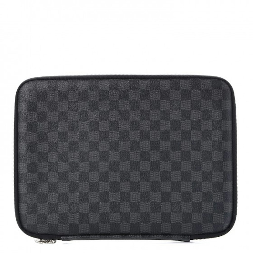 egoisme computer Kunde Louis Vuitton Laptop Sleeve Damier Graphite 13 Black/Grey in Toile Canvas  with Silver-tone